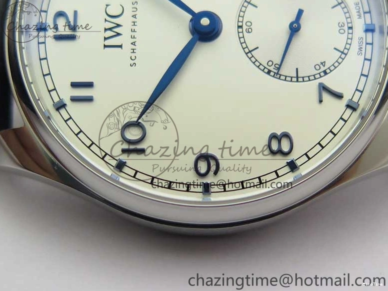 MIROTIME 0409 Packable Portuguese IW358304 ZF 1:1 Best Edition SS White Dial Blue Markers on Leather Strap A 7079